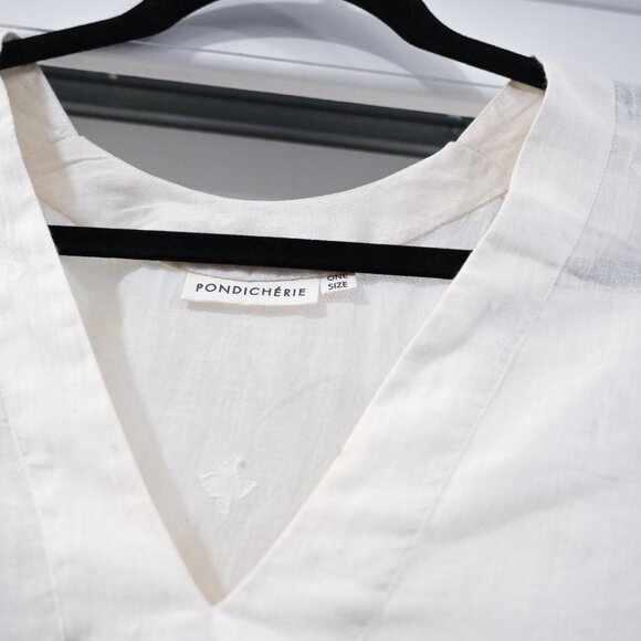 Pondicherie Naina Caftan Ivory Gauzy Cotton Caftan with Embroidered Detail - Picture 6 of 13